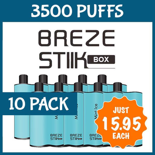 10 PACK MINT ICE - BREZE STIIK BOX - 3500 PUFFS