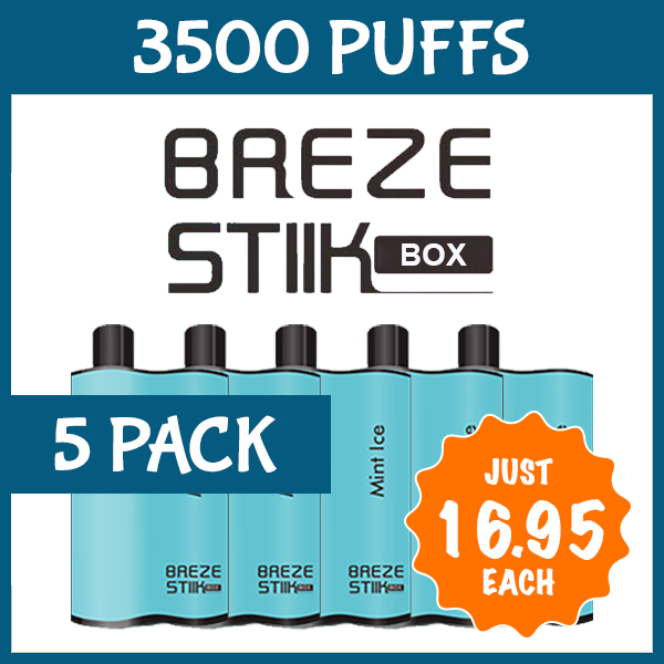 5 PACK MINT ICE - BREZE STIIK BOX - 3500 PUFFS